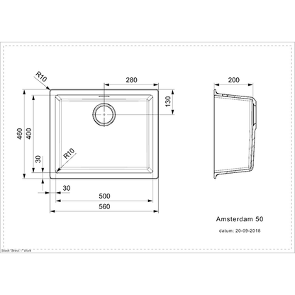 Amsterdam 50 1 Bowl Granite Composite Kitchen Sink - All Colours - Reginox