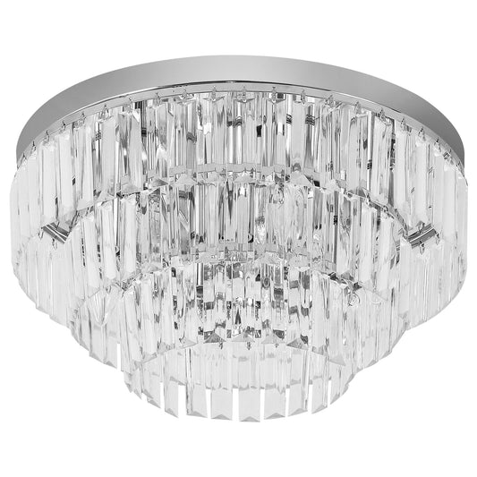 HOMCOM Round Crystal Ceiling Lamp 7 Lights Chandelier Mounted Fixture For Living Room Dining Room Hallway Modern