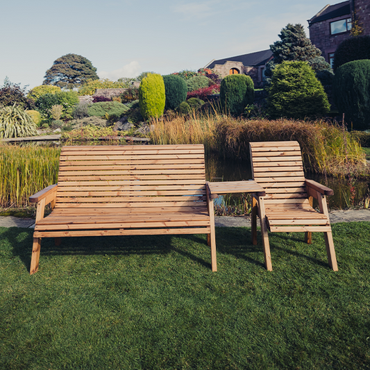Churnet Valley 4 Seat Set 1 Chair and 1 x 3 Seat Bench Straight Tray - Churnet Valley