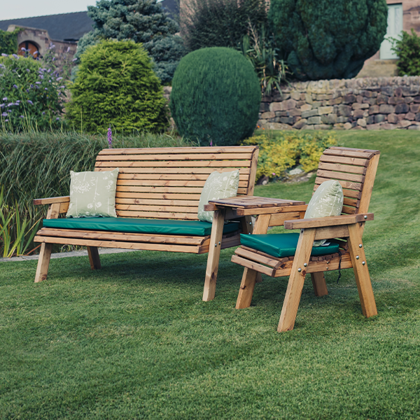 Churnet Valley 4 Seat Set 1 Chair and 1 x 3 Seat Bench Angled Tray - Churnet Valley