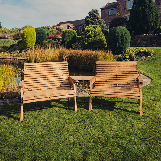 Churnet Valley 4 Seat Set 2 x 2 Seat Benches Angled Tray