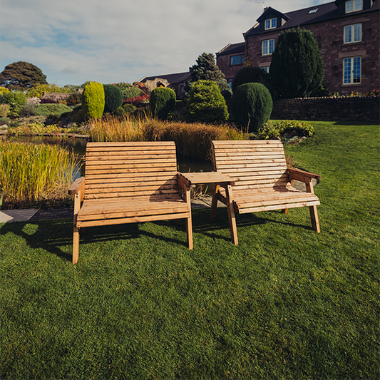 Churnet Valley 4 Seat Set 2 x 2 Seat Benches Straight Tray - Churnet Valley