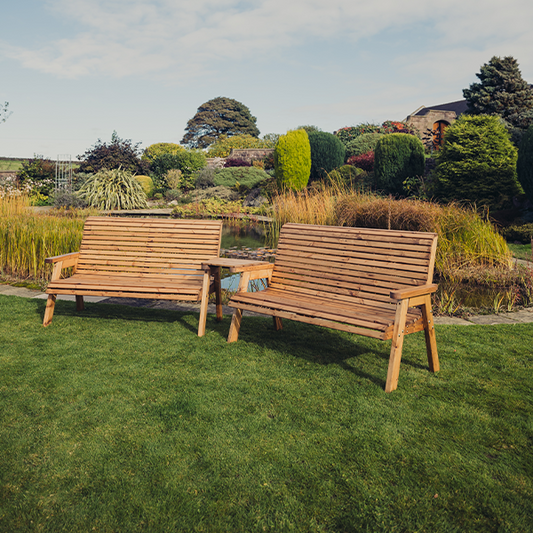 Churnet Valley 6 Seat Set 2 x 3 Seat Benches Angled Tray - Churnet Valley