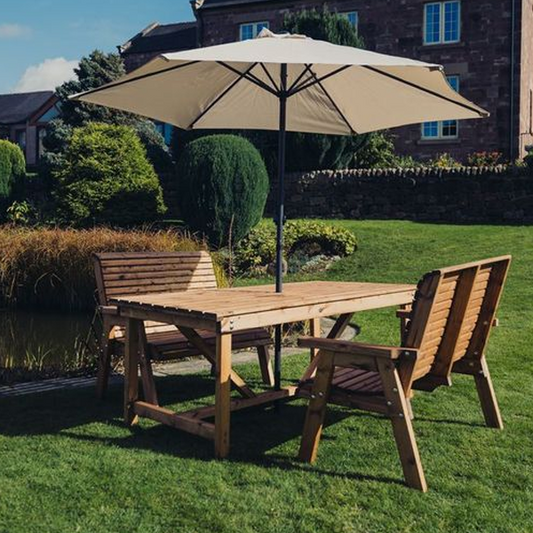 Churnet Valley 4 Seat Table Set 2 x 2 Seat Benches 99cm Table - Churnet Valley