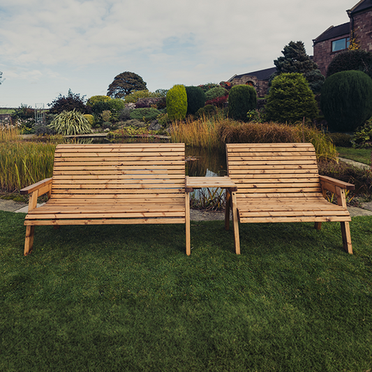 Churnet Valley 5 Seat Set 1 x 2 Seat Bench and 1x 3 Seat Bench Straight Tray - Churnet Valley