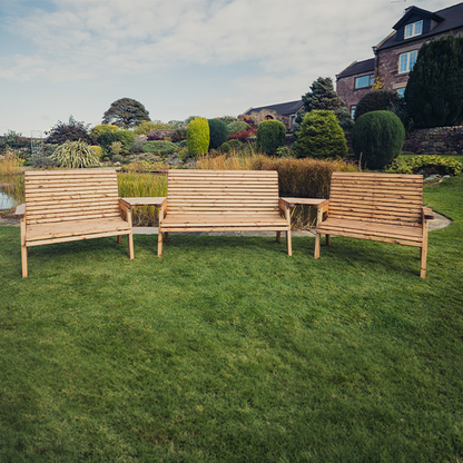 Churnet Valley 7 Seat Set 1 x 3 Seat Bench and 2x 2 Seat Bench Angled Tray - Churnet Valley