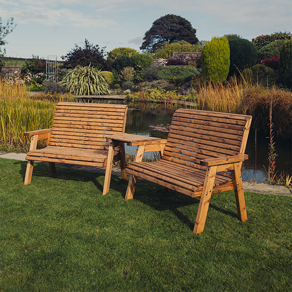 Churnet Valley 4 Seat Set 2 x 2 Seat Benches Angled Tray
