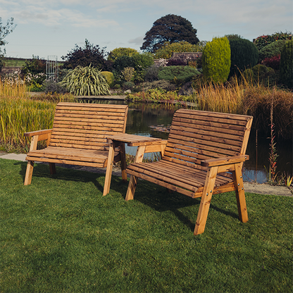 Churnet Valley 4 Seat Set 2 x 2 Seat Benches Angled Tray
