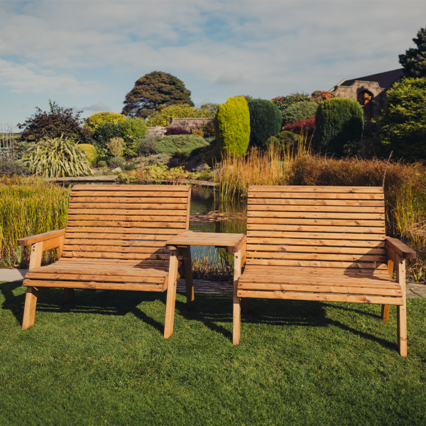 Churnet Valley 4 Seat Set 2 x 2 Seat Benches Straight Tray - Churnet Valley