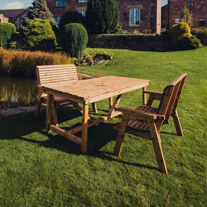 Churnet Valley 4 Seat Table Set 2 x 2 Seat Benches 99cm Table - Churnet Valley