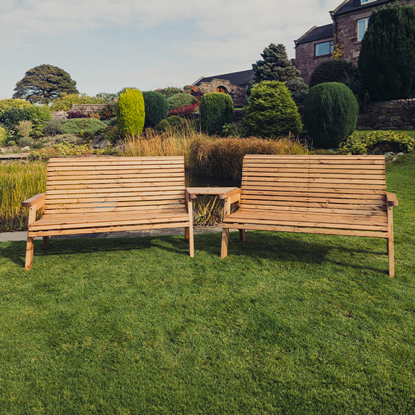 Churnet Valley 6 Seat Set 2 x 3 Seat Benches Angled Tray - Churnet Valley