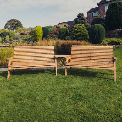 Churnet Valley 6 Seat Set 2 x 3 Seat Benches Angled Tray - Churnet Valley