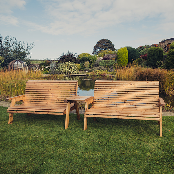 Churnet Valley 6 Seat Set 2 x 3 Seat Benches Straight Tray - Churnet Valley