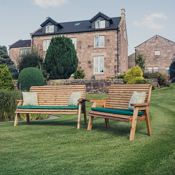 Churnet Valley 5 Seat Set 1 x 2 Seat Bench and 1x 3 Seat Bench Angled Tray - Churnet Valley