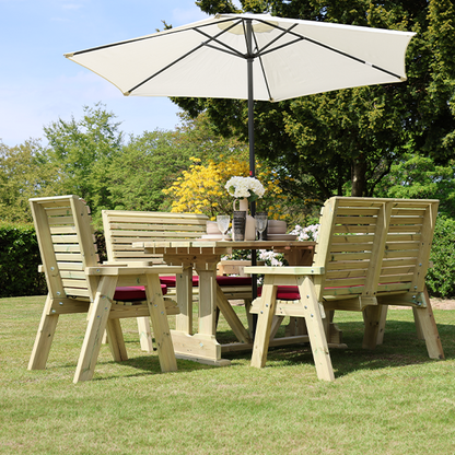 Churnet Valley Ergo 6 Seat Table Set 2 Chairs and 2 Benches