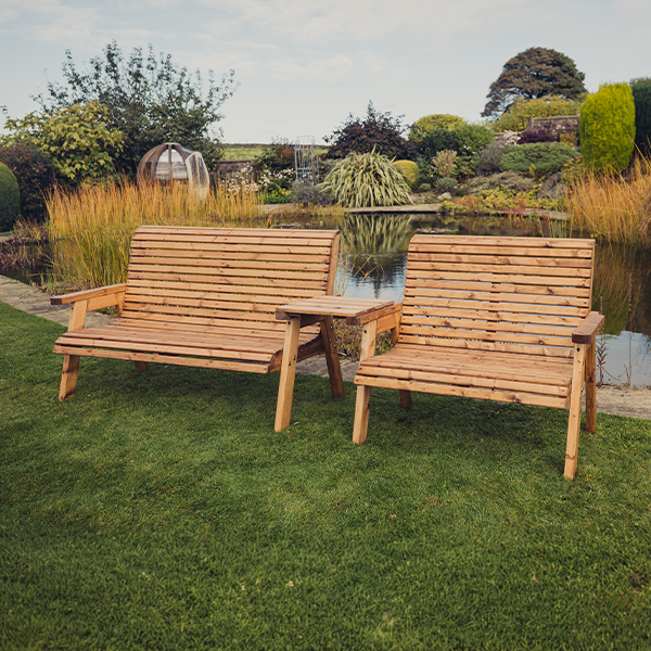 Churnet Valley 5 Seat Set 1 x 2 Seat Bench and 1x 3 Seat Bench Straight Tray - Churnet Valley