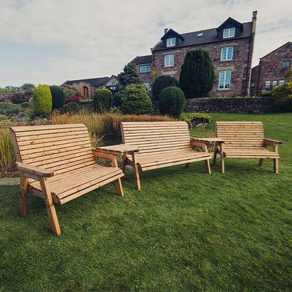 Churnet Valley 7 Seat Set 1 x 3 Seat Bench and 2x 2 Seat Bench Angled Tray - Churnet Valley