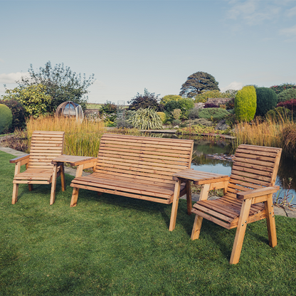 Churnet Valley 5 Seat Set 1 x 3 Seat Bench and 2 Chairs Angled Tray - Churnet Valley