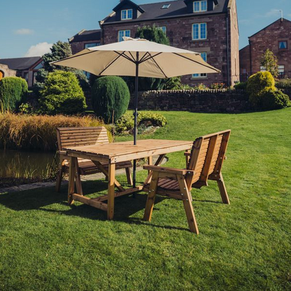 Churnet Valley 4 Seat Table Set 2 x 2 Seat Benches 99cm Table - Churnet Valley