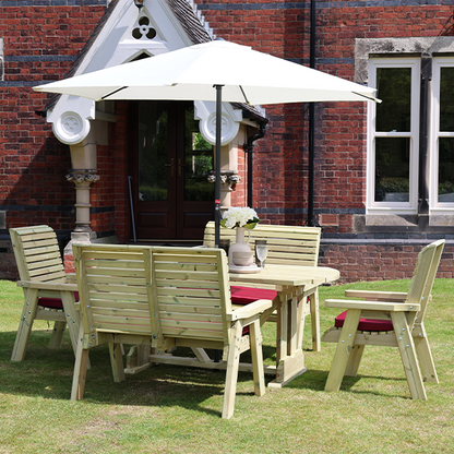 Churnet Valley Ergo 6 Seat Table Set 2 Chairs and 2 Benches
