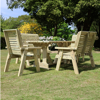Churnet Valley Ergo 6 Seat Table Set 2 Chairs and 2 Benches