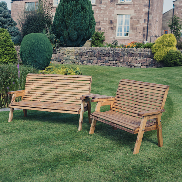 Churnet Valley 5 Seat Set 1 x 2 Seat Bench and 1x 3 Seat Bench Angled Tray - Churnet Valley