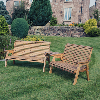Churnet Valley 5 Seat Set 1 x 2 Seat Bench and 1x 3 Seat Bench Angled Tray - Churnet Valley