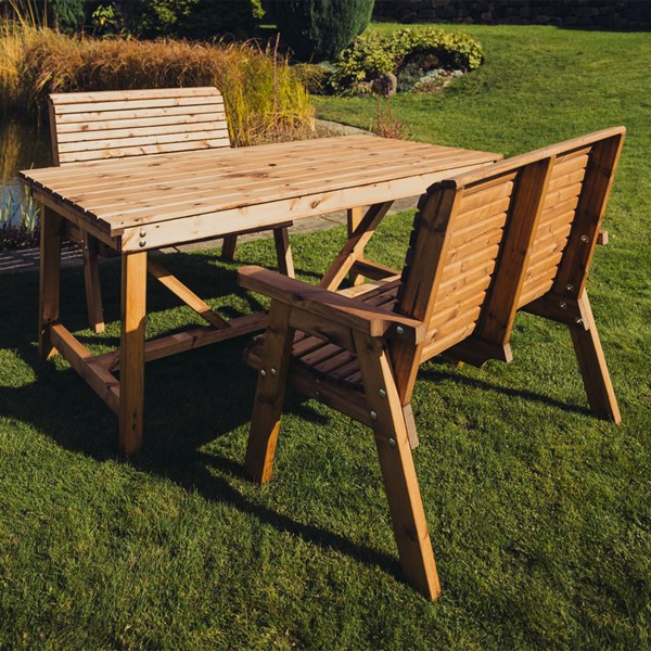 Churnet Valley 4 Seat Table Set 2 x 2 Seat Benches 99cm Table - Churnet Valley