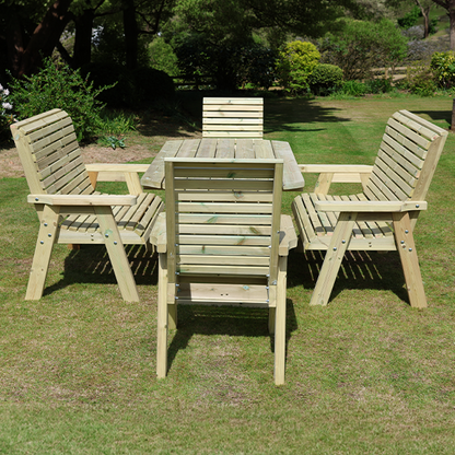 Churnet Valley Ergo 6 Seat Table Set 2 Chairs and 2 Benches