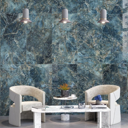 Gloss Blue Atlantic Marble Effect 1200mm x 600mm (Pack Of 2) - Rino Tiles