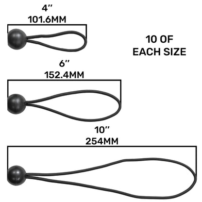 Bungee Ball Mix Black 4" 6" 10" Pack of 30 - Best4Trade-Retail Tarpaulins