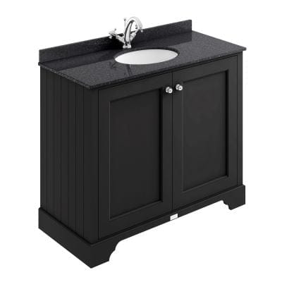 Matt Black Two Door Basin Cabinet - Bayswater