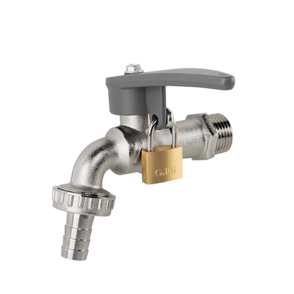 Lever Tap Brass Nickle Plated 1/2" BSPM Inlet with Hose Barb and Side Lock - Best4Trade-Retail Garden watering