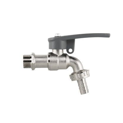 Lever Tap Brass Nickle Plated 1/2" BSPM Inlet with Hose Barb and Side Lock - Best4Trade-Retail Garden watering