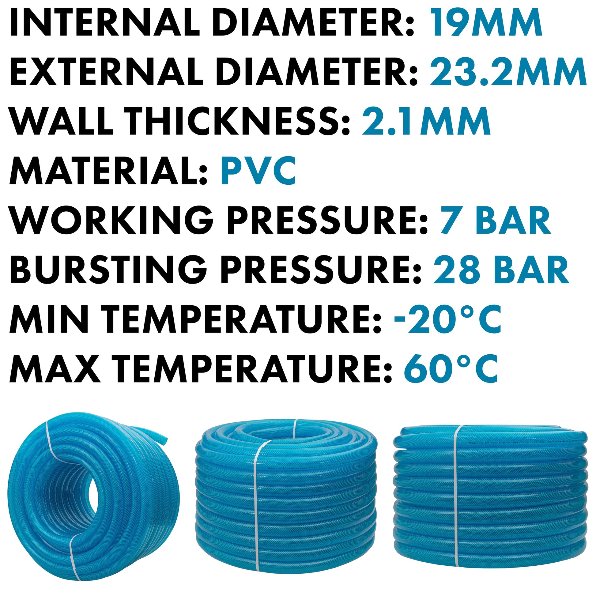 Braided Fuel Hose Blue Transparent PVC 19mm*2.1mm - Best4Trade-Retail Tech Hose & Fittings