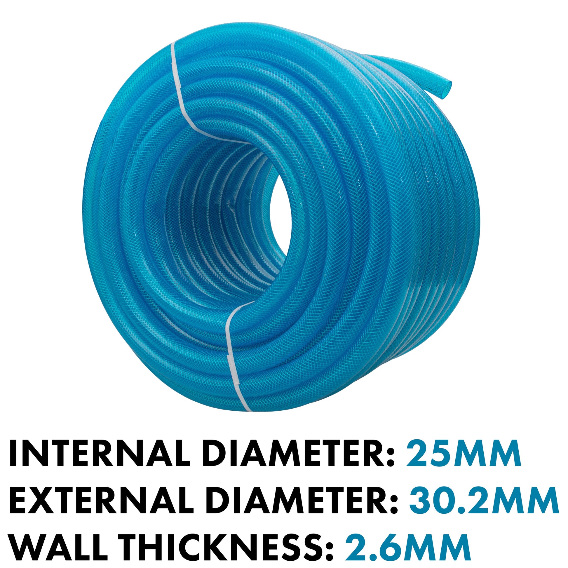 Braided Fuel Hose Blue Transparent PVC 25mm*2.6mm - Best4Trade-Retail Tech Hose & Fittings