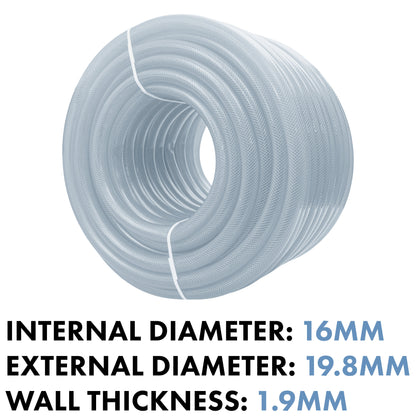 Clear Braided PVC Pipe 16mm*1.9mm - Best4Trade-Retail Tech Hose & Fittings