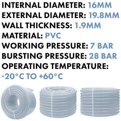 Clear Braided PVC Pipe 16mm*1.9mm - Best4Trade-Retail Tech Hose & Fittings