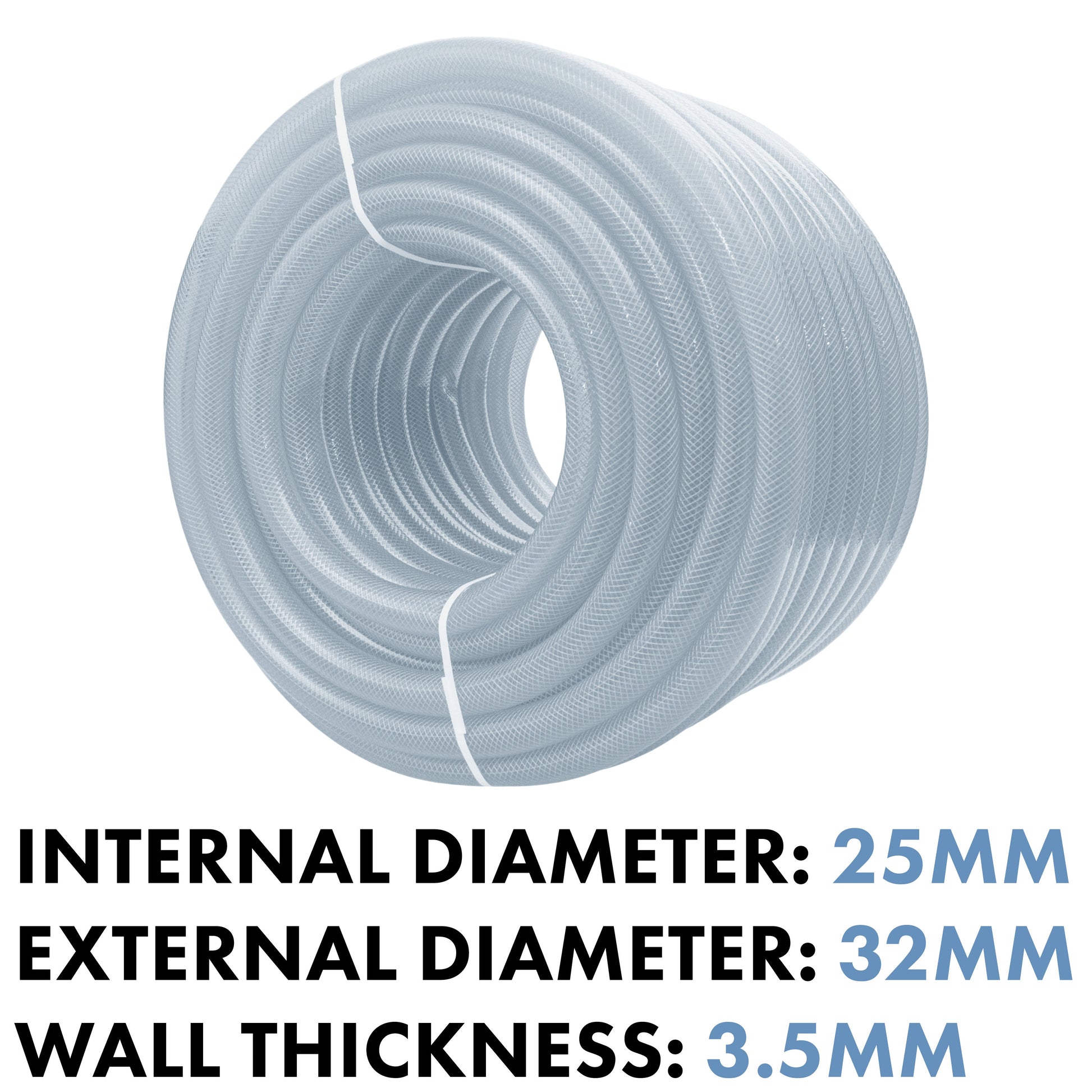 Clear Braided PVC Pipe 25mm*3.5mm - Best4Trade-Retail Tech Hose & Fittings