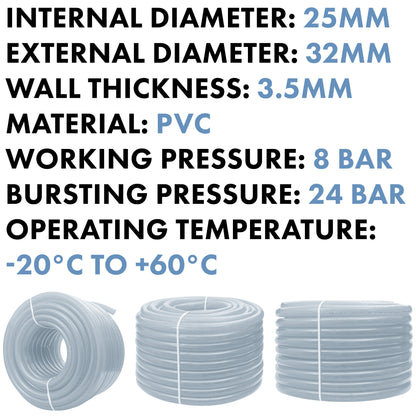 Clear Braided PVC Pipe 25mm*3.5mm - Best4Trade-Retail Tech Hose & Fittings