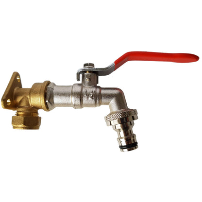 15mm Brass Wall Flange Kit with Quick Connect Lever Tap - Best4Trade-Retail Garden watering