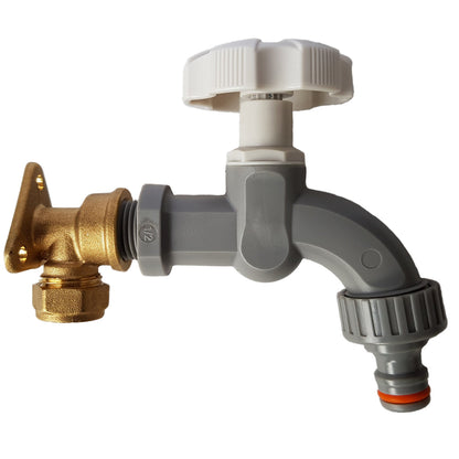 15mm Brass Wall Flange Kit with Grey Dial Tap - Best4Trade-Retail Garden watering