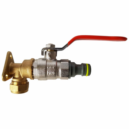 15mm Brass Wall Flange Kit with Lever Valve + Click Lock - Best4Trade-Retail Garden watering