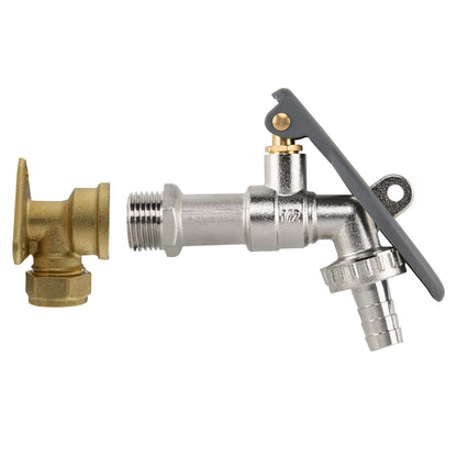 15mm Brass Wall Flange Kit with Lever Tap Hose Barb and Lever Lock - Best4Trade-Retail Garden watering