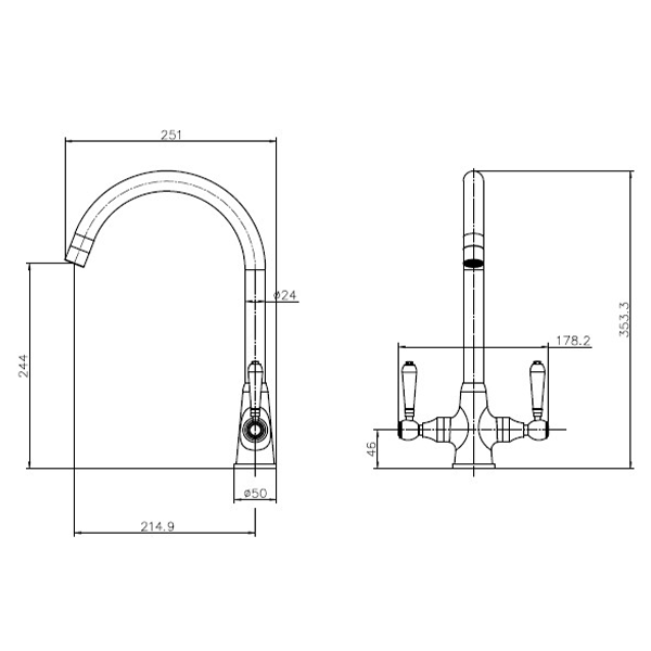 Brooklyn Chrome Dual Lever Mixer Kitchen Tap - Reginox