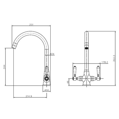 Brooklyn Chrome Dual Lever Mixer Kitchen Tap - Reginox