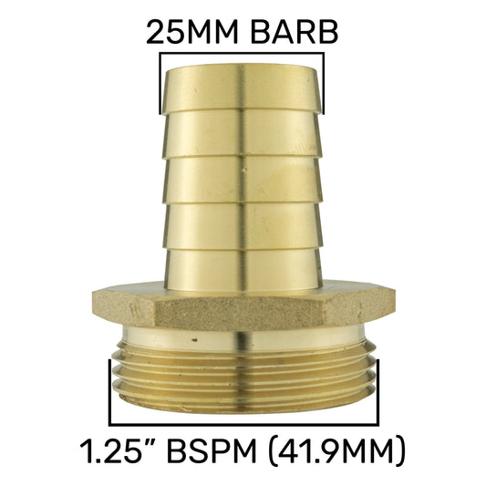 Brass Straight Joiner 25mm - 1.25" BSPM - Best4Trade-Retail Tech Hose & Fittings