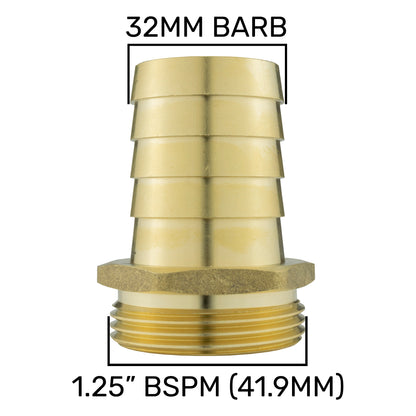Brass Straight Joiner 32mm - 1.25" BSPM - Best4Trade-Retail Tech Hose & Fittings