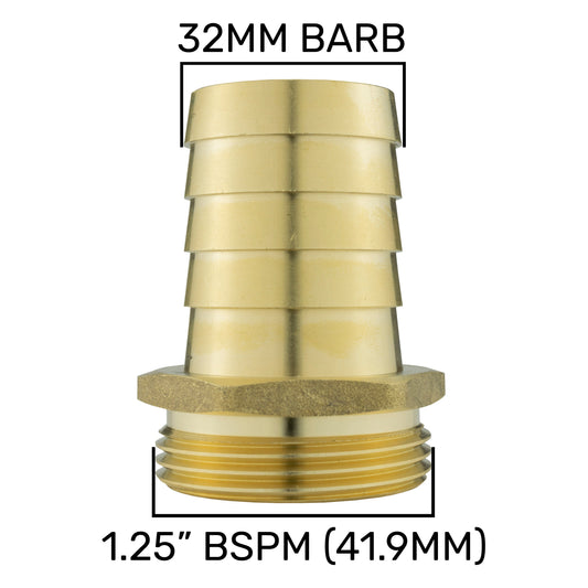 Brass Straight Joiner 32mm - 1.25" BSPM - Best4Trade-Retail Tech Hose & Fittings