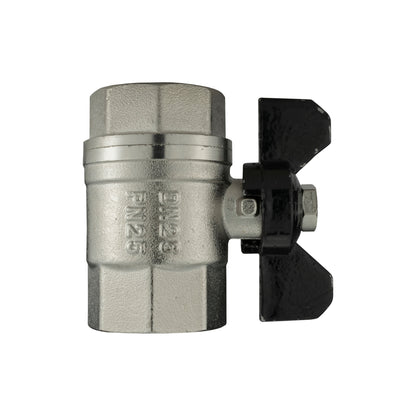 Brass Nickel-Plated Butterfly Valve 1" BSPF